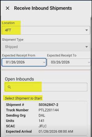 Step 2: Submit Shipment Arrival